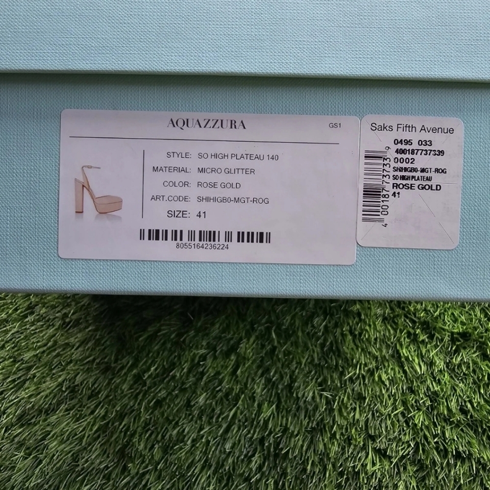 $950 Aquazzura Gold Pumps Sz 11 Women So High Plateau 140MM New Block Heel - Picture 9 of 9